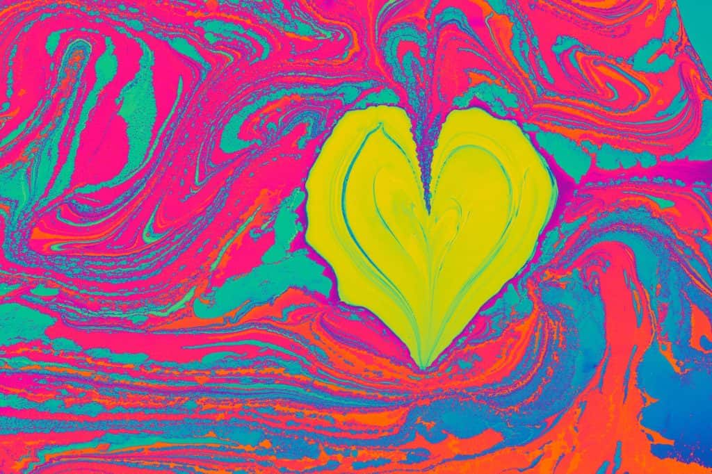 Psychedelic colourful image of a heart